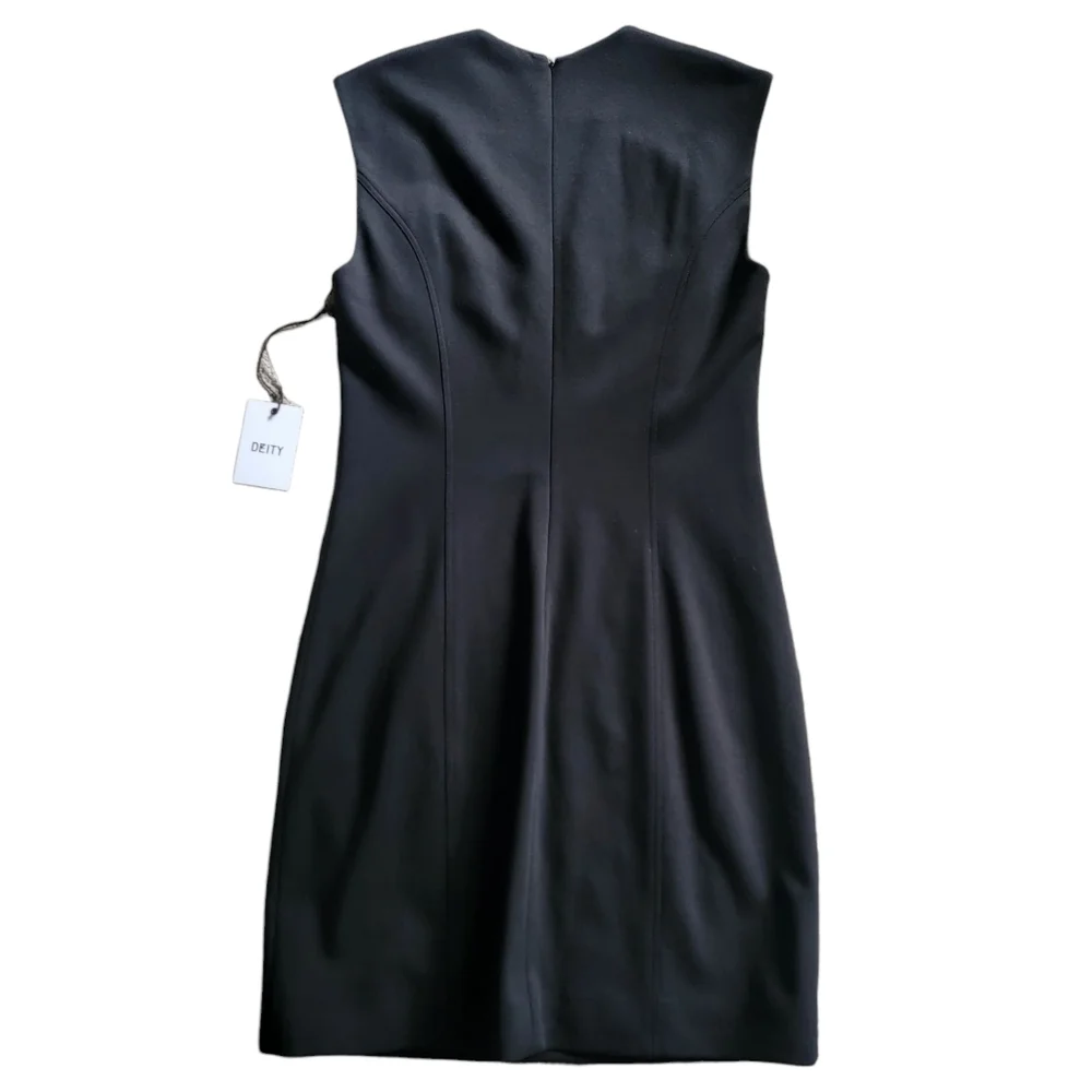 NWT DEITY New‎ York Black Sleeveless Cut-Out Mini A-line Minimalist Dress Size 8 - Picture 7 of 11